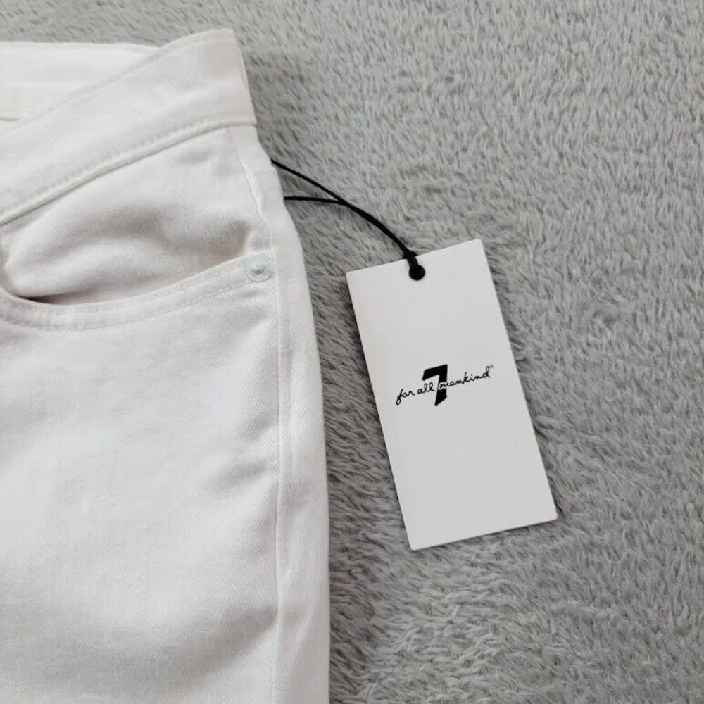 7 For All Mankind Jeans Women 32x32 White Original Bootcut Wide Baggy Y2K Skater - Picture 14 of 16